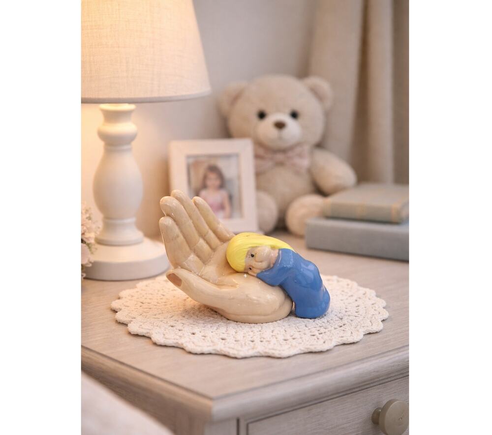 Vintage 2 Piece Palm of My Hand Little Girl Figurine Ceramic